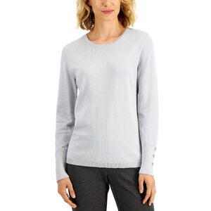 JM Collection Petite Large Grey & Silver Sparkly Rivet-Detail Sweater NWT